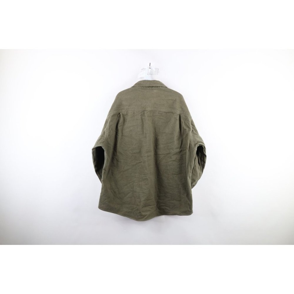 Vintage 90s Woolrich Mens XL Faded Heavyweight Chamois Cloth Button Shirt Green - Picture 9 of 11
